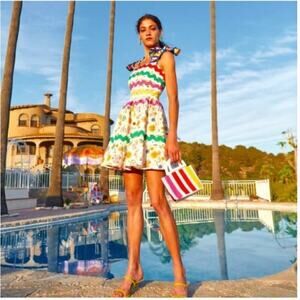 Celia B Sundail mulit-colored mini dress bow straps size small